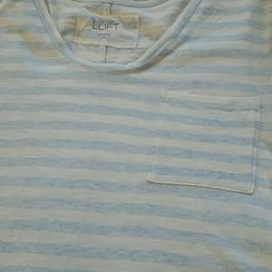 Ann Taylor Loft sz s blue grey striped top EUC!